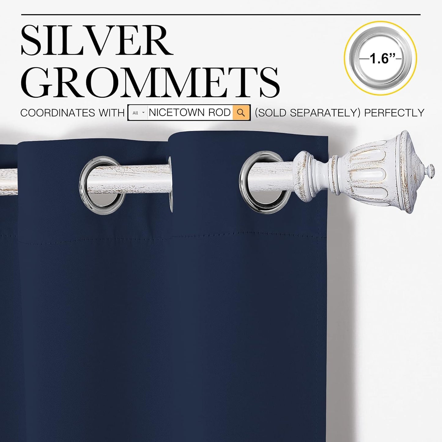 NICETOWN Blackout Curtain Panels - Energy Saving Thermal Insulated Drapes | Navy, 42 x 50 Inches (1 Pair)