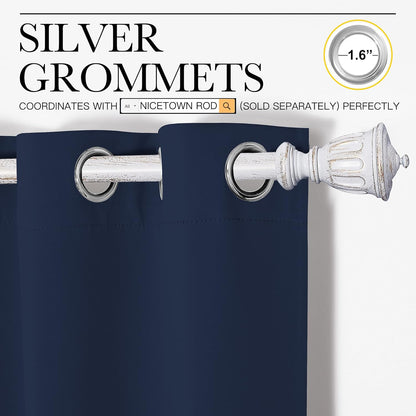 NICETOWN Blackout Curtain Panels - Energy Saving Thermal Insulated Drapes | Navy, 42 x 50 Inches (1 Pair)