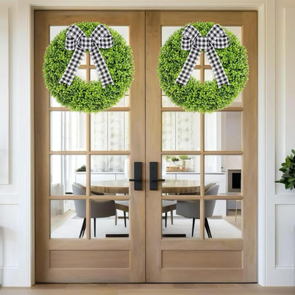 Vlorart 23-Inch Large Boxwood Door Wreath - All-Season Artificial Greenery with Sash & Bow | Perfect for Indoor & Outdoor Decor