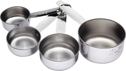 KitchenCraft Stainless Steel Measuring Cups - 4 Piece Set for Accurate Baking Measurements