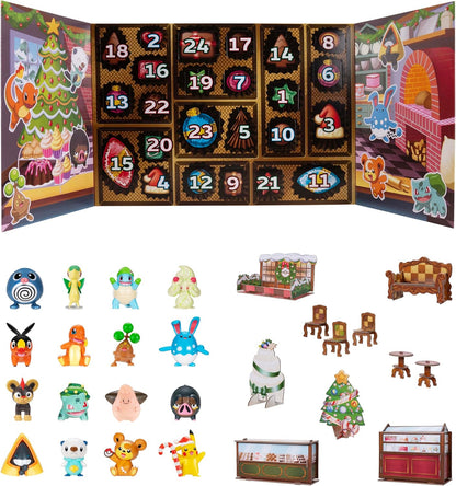 Pokemon Holiday Calendar 2025 - 16 Premium 2-Inch Battle Figures & 8 Unique Accessories