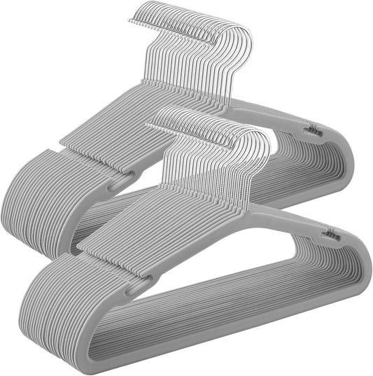 SONGMICS Kids Hangers - 50 Pack Non-Slip Velvet Baby Hangers | Space-Saving Design, Dove Gray, 14 x 8 Inches