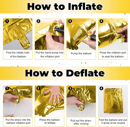 Skiennix 40 Inch Gold Alphabet Balloons - Large Self-Inflating Letter N Decor for Celebrations