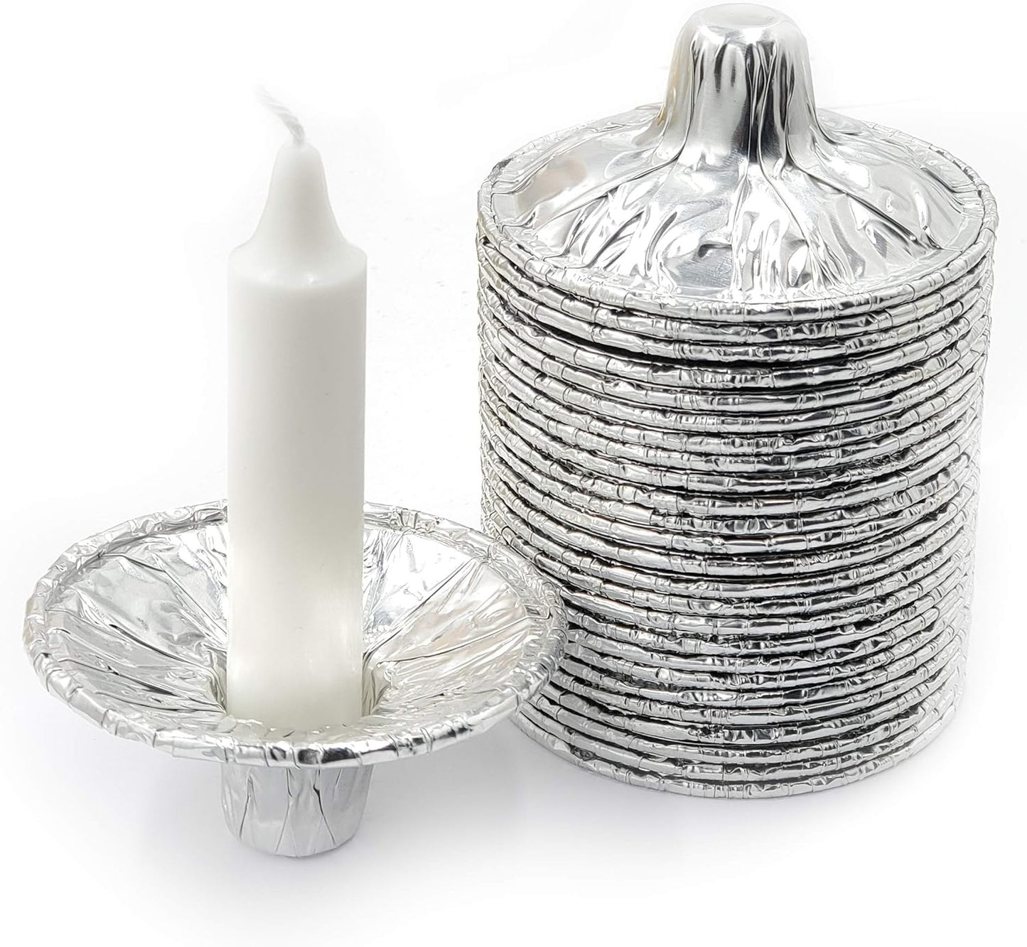 Dreidel Company Extra Heavy Disposable Candle Holders - 100 Pack Aluminum Foil Drip Cups