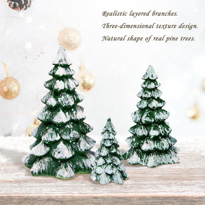 Regine Switzerland Winter Wonderland Village Scene - 3-Piece Pine Accessory Figurine Set | Green Christmas Decorations