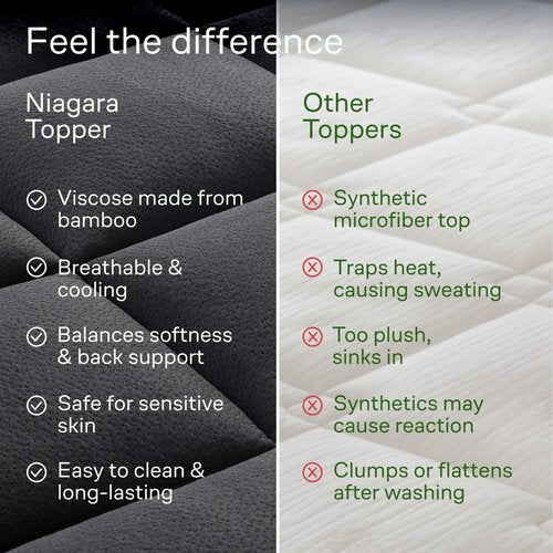 Ultra Soft Full Size Mattress Topper - Viscose Made from Bamboo Pillow Top Mattress Pad for Back Pain Relief - Naturally Cooling for Hot Sleepers, Black