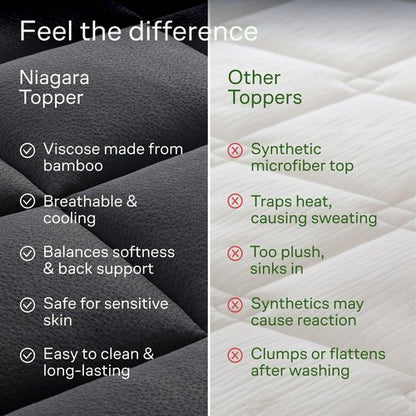 Ultra Soft Full Size Mattress Topper - Viscose Made from Bamboo Pillow Top Mattress Pad for Back Pain Relief - Naturally Cooling for Hot Sleepers, Black