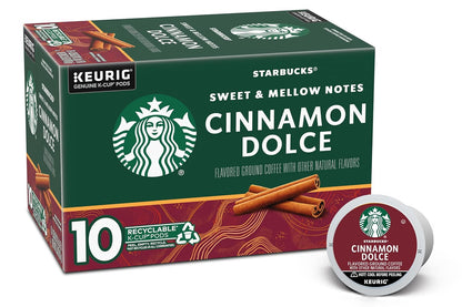 Starbucks K-Cup Pods - Cinnamon Dolce Flavored Coffee with Sweet Notes | 10 Recyclable Pods per Pack (4 Packs)