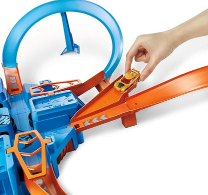 Hot Wheels Track Set - Motorized Booster with 4 Intersections for Epic Crashing Fun | 1:64 Scale Toy Car