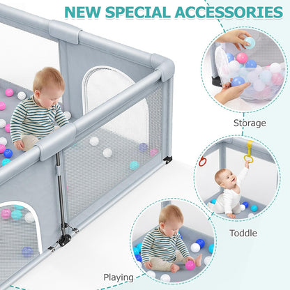 Skiennix Baby Playpen - Foldable Large Portable Safety Area for Toddlers | Indoor/Outdoor (71" × 59")