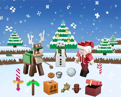 Mattel Minecraft Advent Calendar - 3 Action Figures, 17 Accessories & 24 Daily Surprises | Holiday Fun