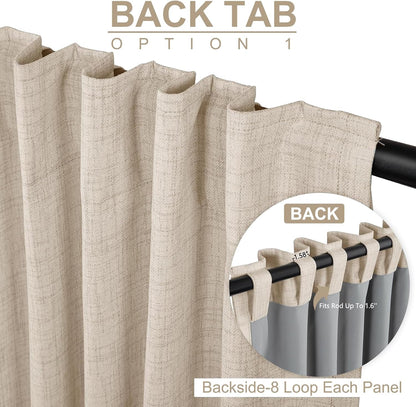 Skiennix 100% Blackout Linen Curtains - Thermal Insulated Drapes, 50" W x 80" L, Oatmeal | 2 Panels Set