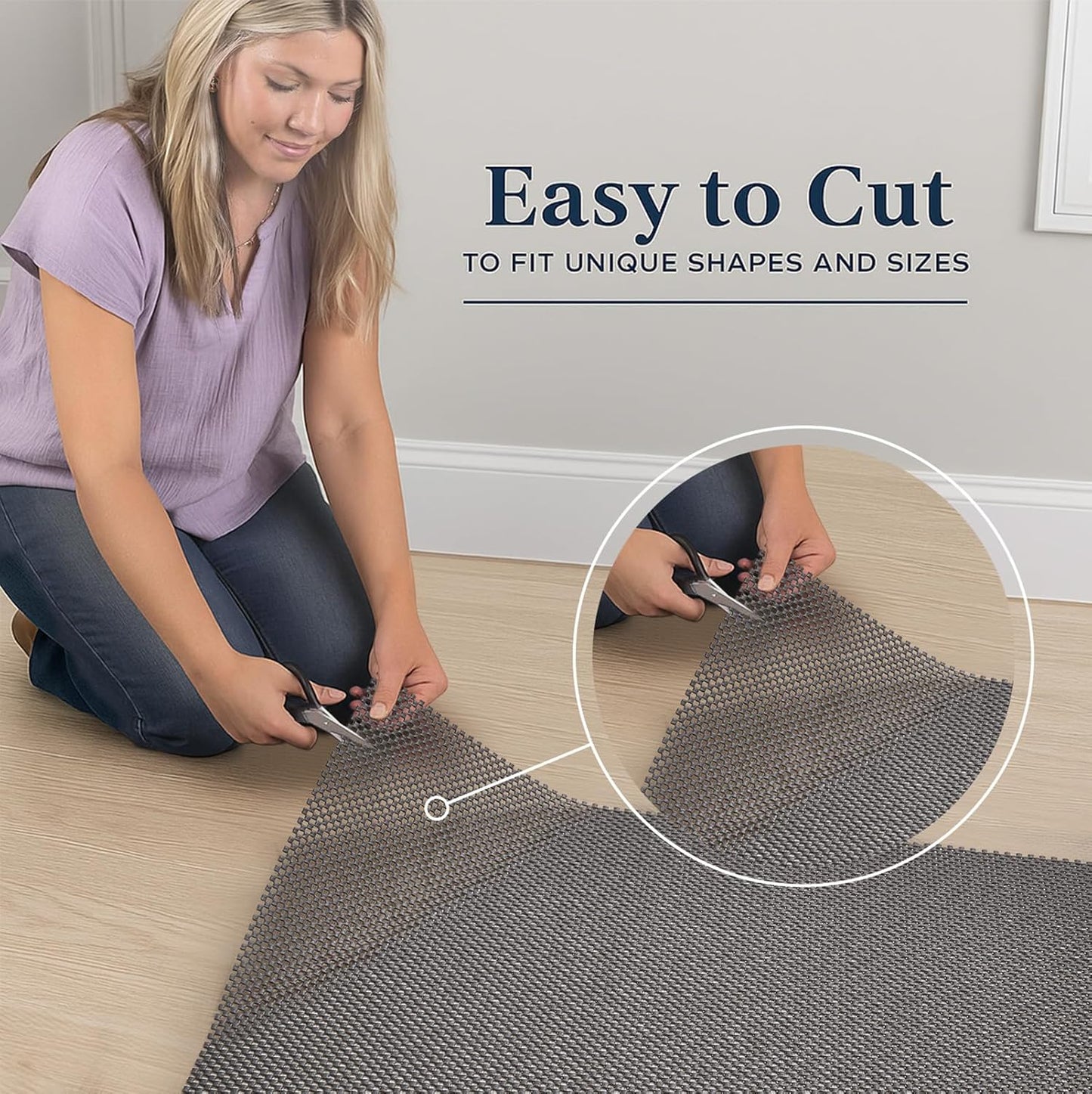 Veken Rug Pad Gripper - Non-Slip Dark Grey Mat for Hardwood & Tile Floors | 9x12 Ft Size