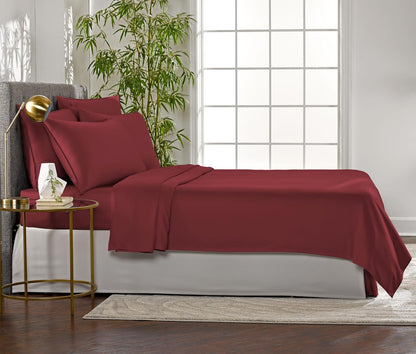 Pure Bamboo King Sheets - Luxuriously Soft 100% Organic Viscose Bed Sheet Set | Cooling & Durable (King, Merlot)