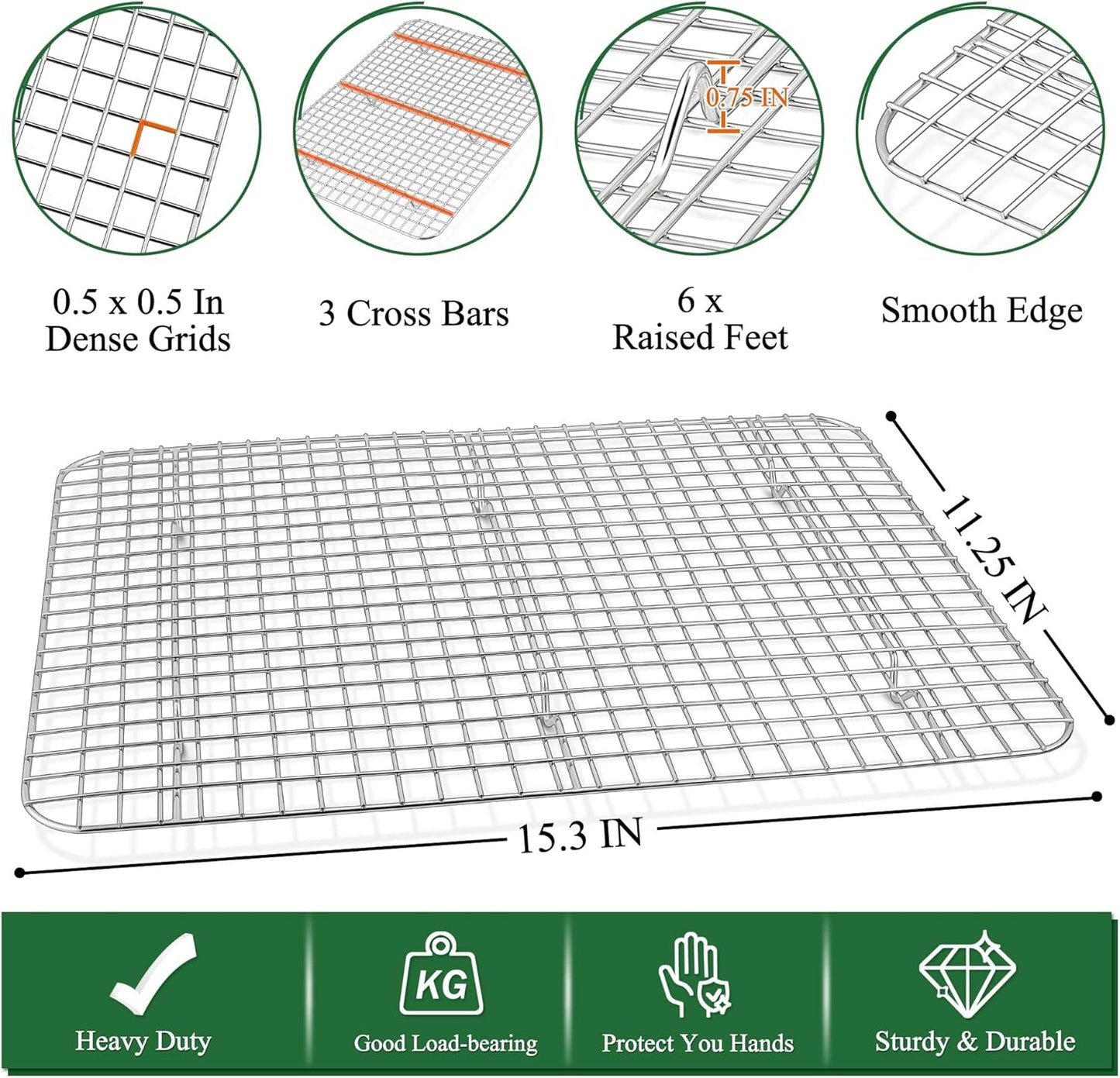 P&P CHEF 16-Inch Baking Sheet Set - Stainless Steel Cookie Sheets with Cooling Racks | Oven & Dishwasher Safe (4 Pcs)