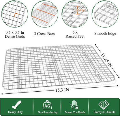 P&P CHEF 16-Inch Baking Sheet Set - Stainless Steel Cookie Sheets with Cooling Racks | Oven & Dishwasher Safe (4 Pcs)