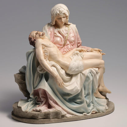 Regine Switzerland Pieta & Michelangelo Decorative Figurine - Elegant 10.63 Inch Design in Pink & Blue