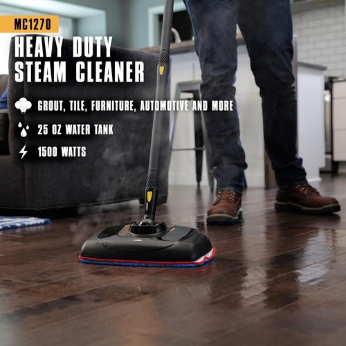 McCulloch MC1270 Portable Power Steam Cleaner - 30-Minute Runtime & 16 Accessories for Home, Tile, Grout, Carpet, & Car Detailing