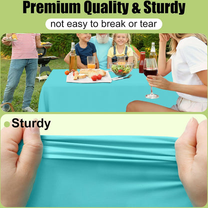 Smiry Disposable Tablecloths - 6 Pack Waterproof Rectangle Covers, 54 x 108 Inch, Sturdy Teal Design