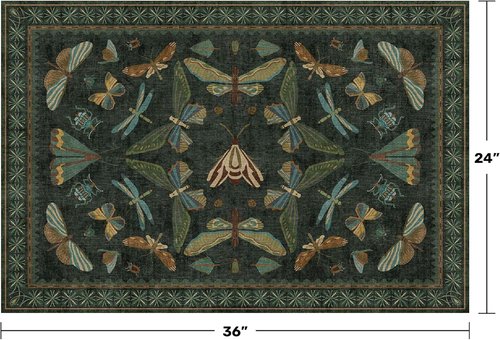 Hazo Haus 2x3 Entryway Rug - Dark Green Washable Non-Slip Throw Rug for Kitchen & Bathroom