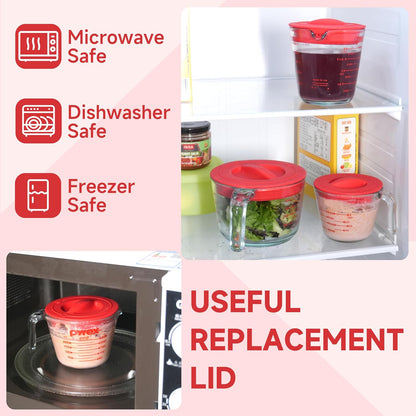 Skiennix Silicone Replacement Lids - 3 Pack for Pyrex Measuring Cups | Reusable, Food-Grade, Dishwasher & Microwave Safe