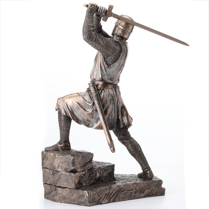 Veronese Design 12 Inch Crusader Templar Knight Wielding Great Sword Cold Cast Resin Bronze Finish Statue Warrior Figurine