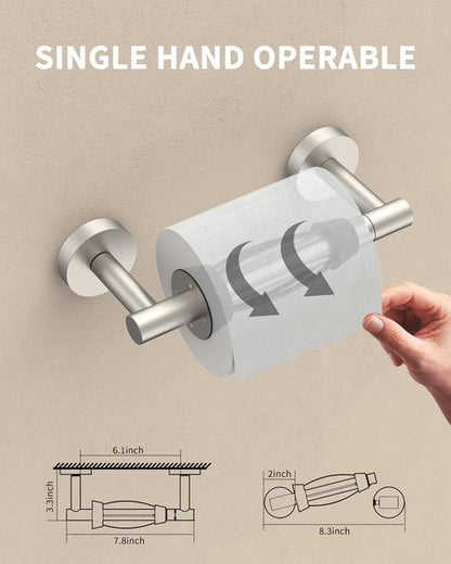 Brushed Nickel Toilet Paper Holder by [Brand Name] - Easy Tear, Wall-Mounted, SUS 304 Stainless Steel, Double Post Design
