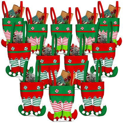 12 Pack Elf Boot Christmas Candy Bags – Felt Treat Bags for Gifts & Party Favors