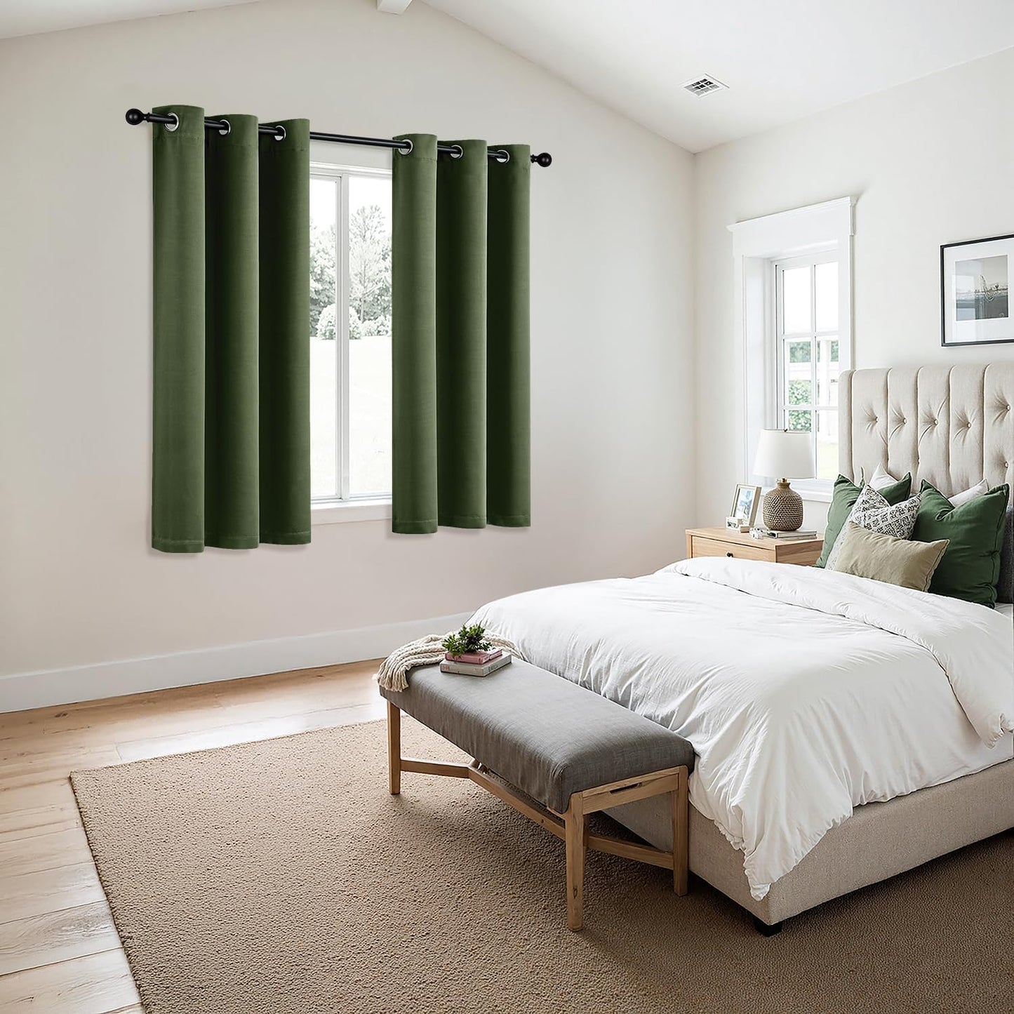 MIULEE Olive Green Blackout Curtains - Thermal Insulated Room Darkening Drapes | 63-Inch, 2 Panels
