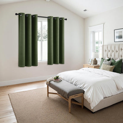 MIULEE Olive Green Blackout Curtains - Thermal Insulated Room Darkening Drapes | 63-Inch, 2 Panels