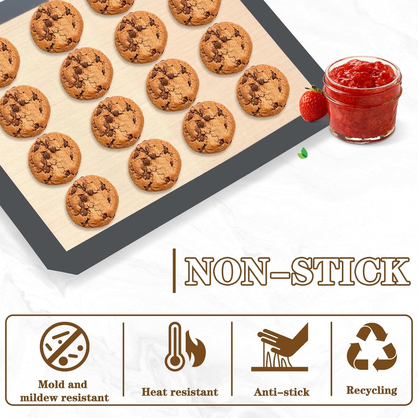 Ninsula Silicone Baking Mats - Non-Stick, Food Safe 2-Pack | 16.5"x11.6" for Cookies, Bread, Pizzas