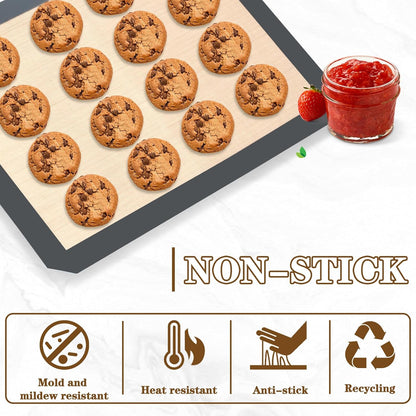 Ninsula Silicone Baking Mats - Non-Stick, Food Safe 2-Pack | 16.5"x11.6" for Cookies, Bread, Pizzas