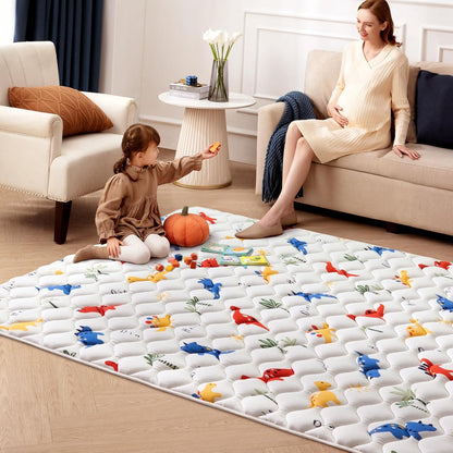 Odorless Premium Foam Baby Play Mat - Soft Hypoallergenic Crawling Mat | 50" x 50" Non-Slip Cushion for Infants & Toddlers