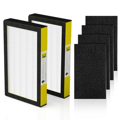 FLT4100 Replacement Filter E for Guardian AC4100, AC4100CA, AC4150BL, AC4150PCA, AC4150P Technologies Models, 2 x Hepa Filter + 4 x Activated Carbon Pre-Filter