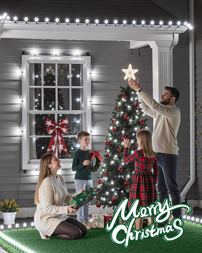 C9 Christmas Lights - 100 LED Waterproof String Lights | 65FT with 100 Spring Clips for Outdoor Decor