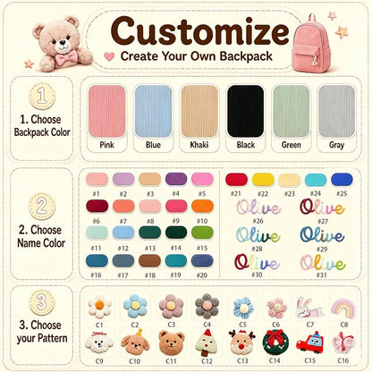 Personalized Kids Backpack with Name Embroidery, Corduroy School Bag for Girls & Boys