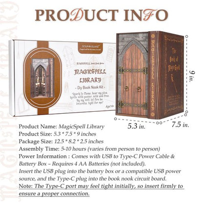Dolphin Island DIY Book Nook Kit for Adults, Infinite Magicspell Library Booknook