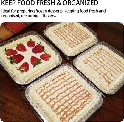 8x8 Square Aluminum Baking Cake Pans by [Brand Name] - Disposable Foil Pans with Clear Lids for Easy Food Storage