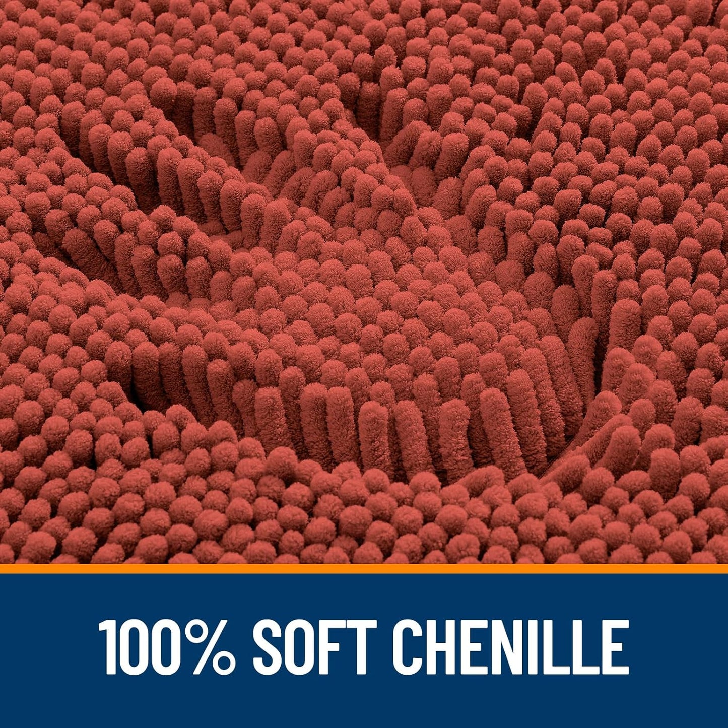 OLANLY Large Bathroom Rugs - Soft Absorbent Chenille Bath Mats | Quick-Dry, Machine Washable, Rustic Terracotta 59x35