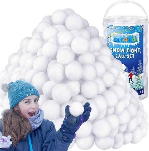 Elcoho 200-Piece Artificial Snow Toy Ball Set - Realistic Plush Toss Balls for Kids | Winter Fun & Xmas Decor