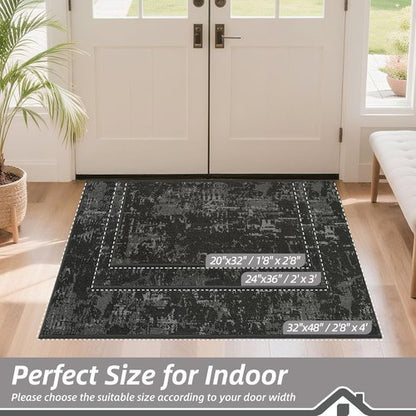 BEQHAUSE Dirt Trapper Door Mat - Non-Slip, Washable, Stain Resistant | 20" x 32", Dark Grey