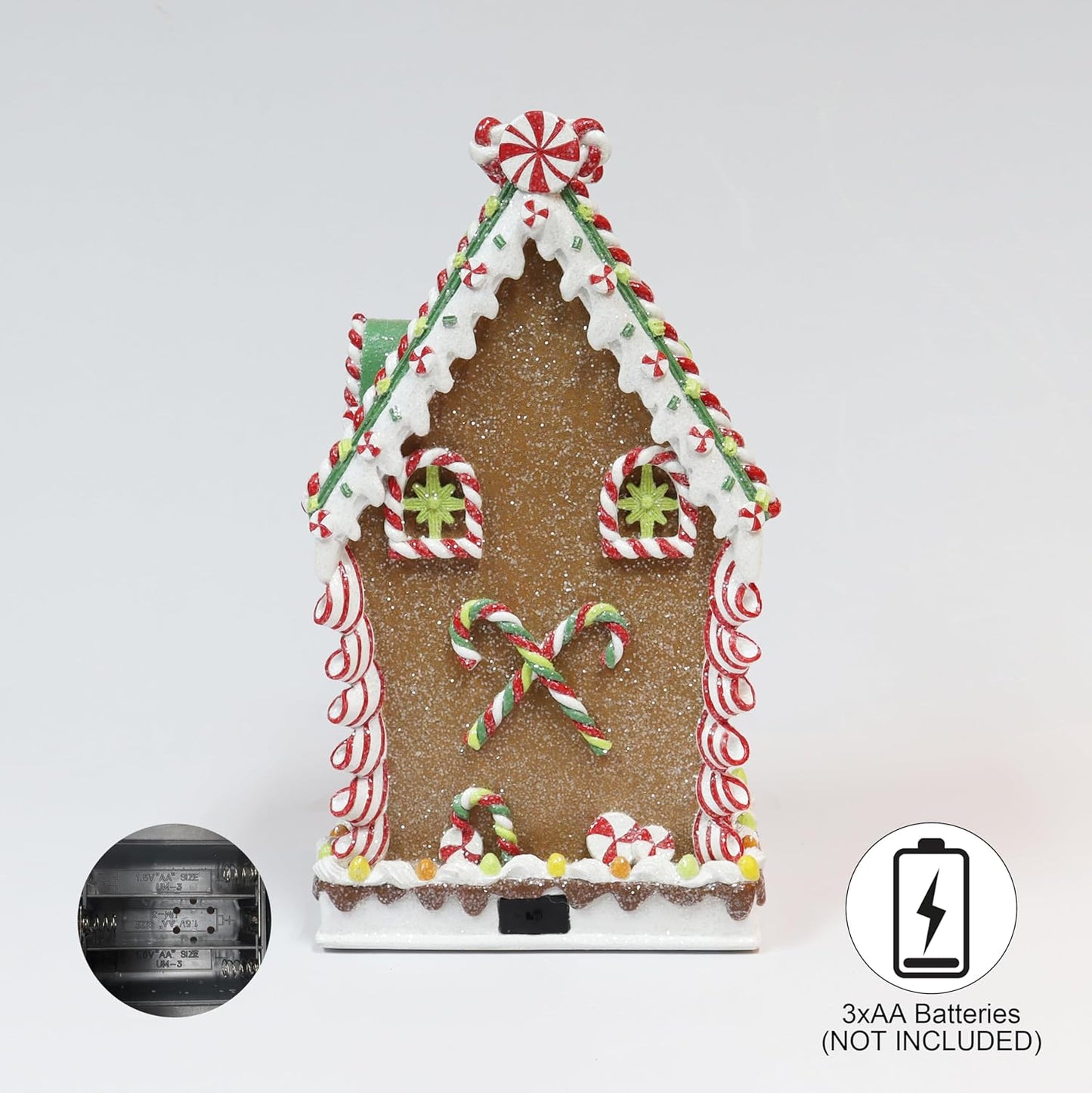Moments In Time Gingerbread Village House - Handcrafted Polyresin Christmas Decoration with LED Lights - 13.78” High