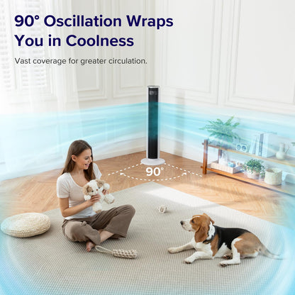 LEVOIT Tower Fan for Bedroom, Standing Fan that Blows Cold Air for Home, 28dB Quiet for Sleep, Remote, 90° Oscillation, 12H Timer, 25ft/s Velocity, 5 Speeds, 4 Modes, Bladeless 36 inch, White