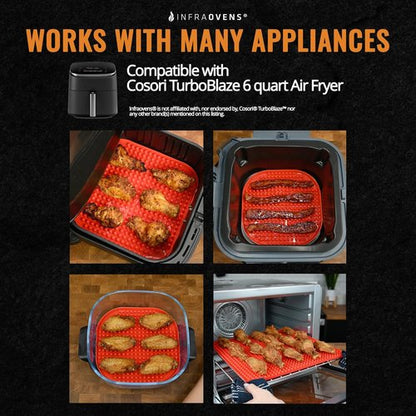 Cosori Reusable Air Fryer Liners - Silicone & Fiberglass Grill Mats | BPA-Free, Heat Resistant, Easy Clean-Up