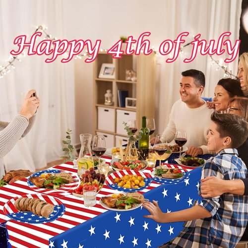 American Flag Party Supplies - Patriotic Paper Plates & Napkins Set for 25 Guests | 4th of July Decor