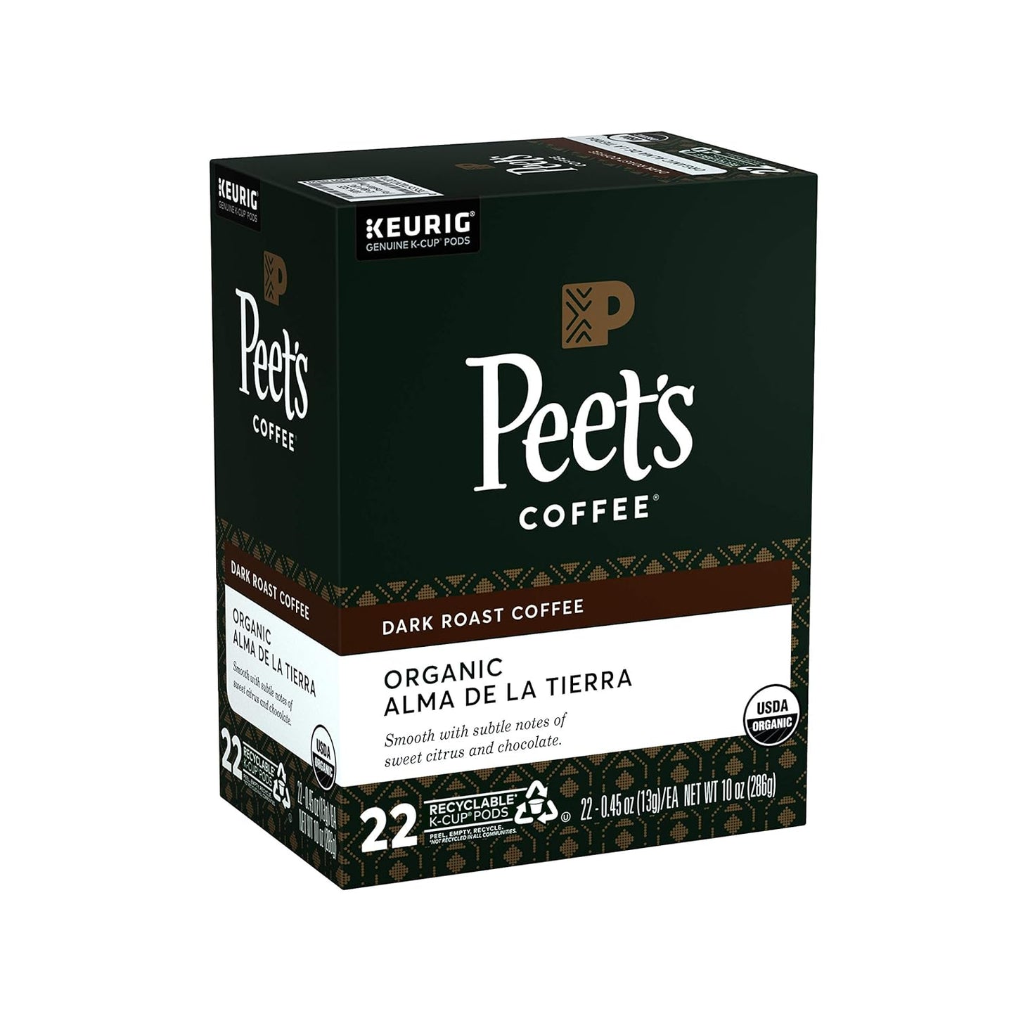 Peet’s Coffee Organic K-Cup Pods - Alma De La Tierra Dark Roast for Keurig Brewers | 22 Pods