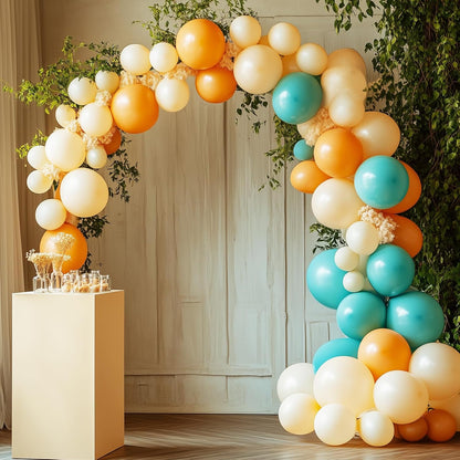 RUBFAC Teal Blue Balloons - 129-Piece Latex Garland Set for Birthday, Wedding & Baby Showers | 5-18 Inch Sizes