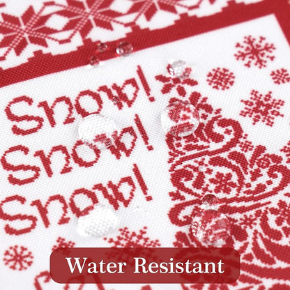 Elastic Round Tablecloth - 36-44 Inch Fit, 44"/54" Diameter, Water-Resistant Fitted Table Cover (Red Xmas Elements+44)