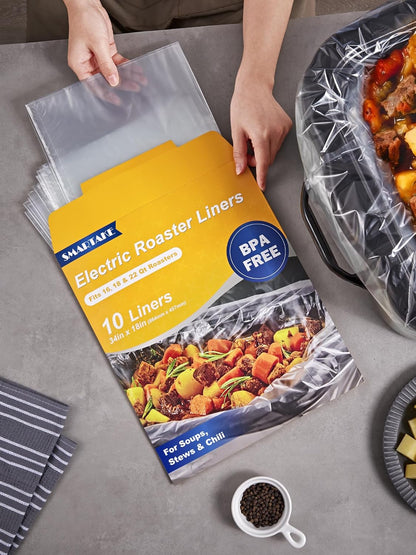 SMARTAKE Disposable Roaster Liners - 10 Count Plastic Cooking Bags for Easy Cleanup | Fits 16-22 Quart Roasters, 18 x 34 Inch