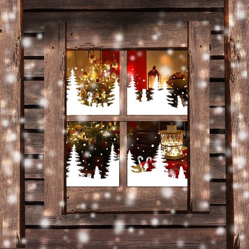 Christmas Stencils - Large Reusable Winter Forest House Village Designs for Window Glass & Crafts | 53.1” Templates